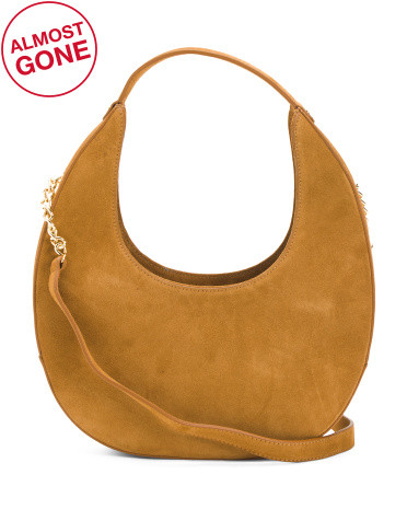Made In Italy Suede Oval Crossbody With Detachable Chain Strap | TJ Maxx