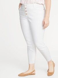 High-Waisted Secret-Slim Pockets Plus-Size Button-Fly Cropped Rockstar Jeans | Old Navy (US)