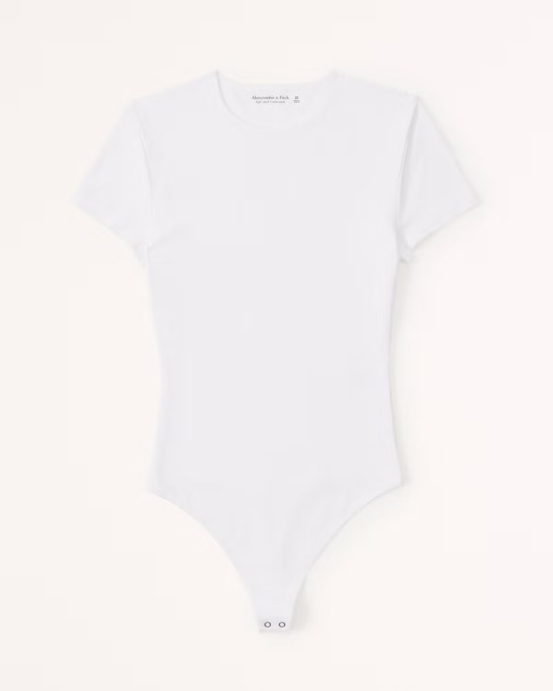 Abercrombie & Fitch Women's Short-Sleeve Cotton-Blend Seamless Fabric Crew Bodysuit in White - Size XXS TALL | Abercrombie & Fitch (US)
