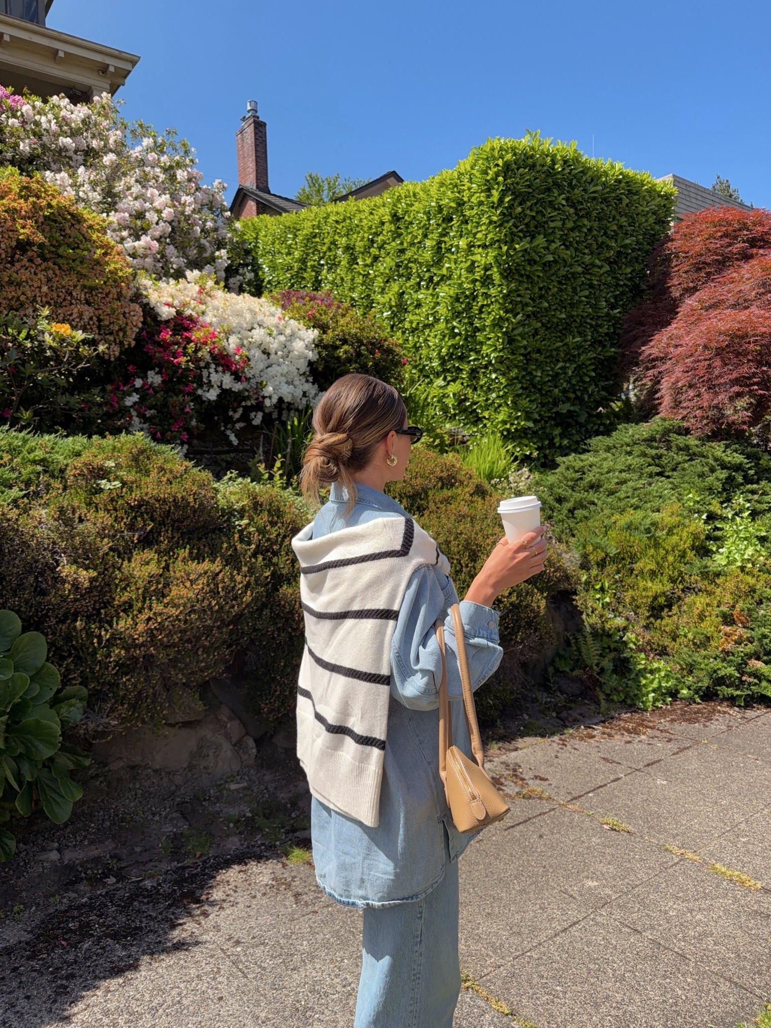 Casual spring outfit idea! Wearing size L in the gap oversized denim top & striped sweater! The @Garage Clothing jeans fit TTS!

#LTKootd #LTKSeasonal #LTKdayinmylife