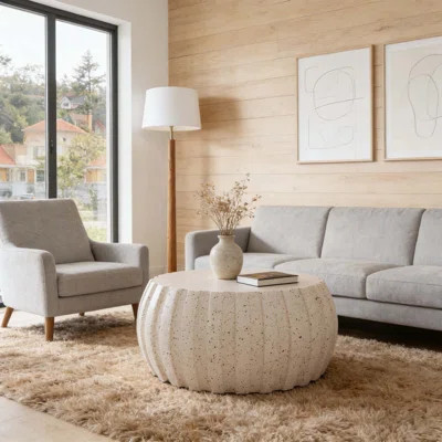 35.43" Modern Waterproof Coffee Table Durable MgO Cement Design | Wayfair North America