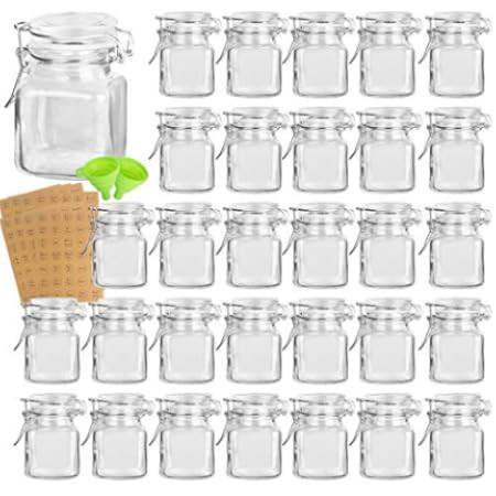 Spice Jars, 24 Pack 4oz Small Glass Jars with Airtight Hinged Lid, With 24 Spice Labels & Silicon... | Amazon (US)