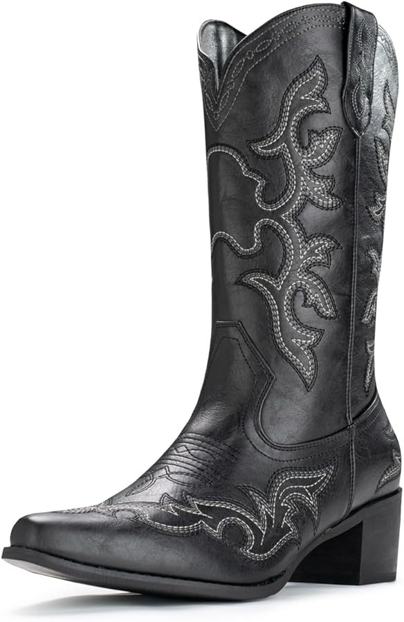 Amazon.com | IUV Cowboy Boots For Women Western Boots Cowgirl Classic Fashion Embroidered Pointy ... | Amazon (US)