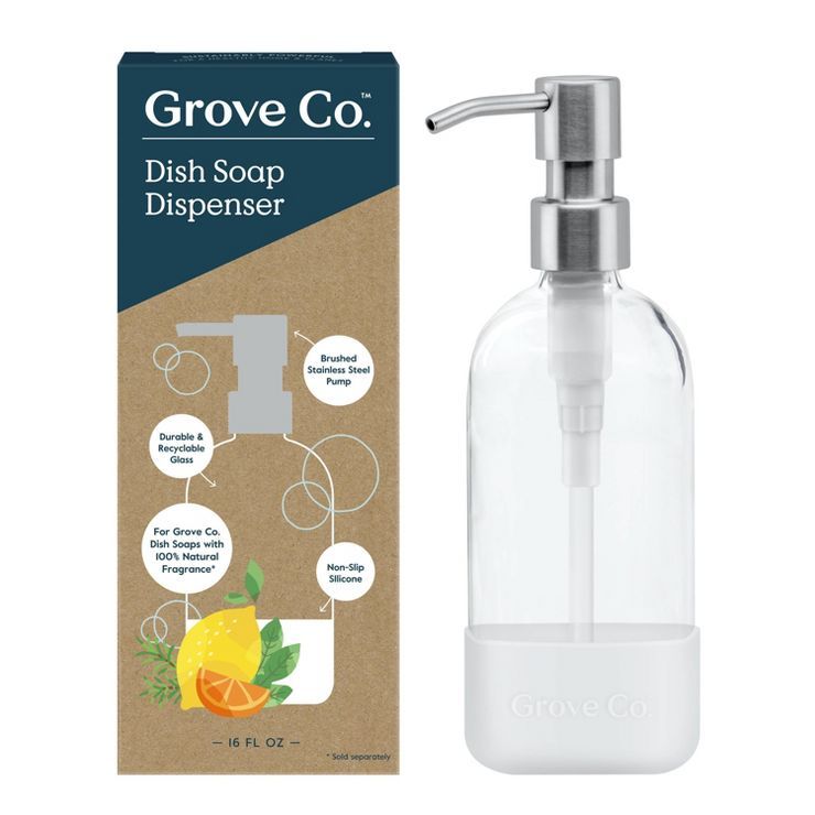 Grove Co. Dish Soap Glass Dispenser with White Silicone Sleeve | Target