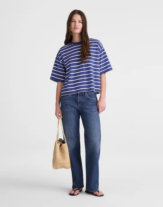 The Boxy Crop Tee in Allday Jersey | Madewell