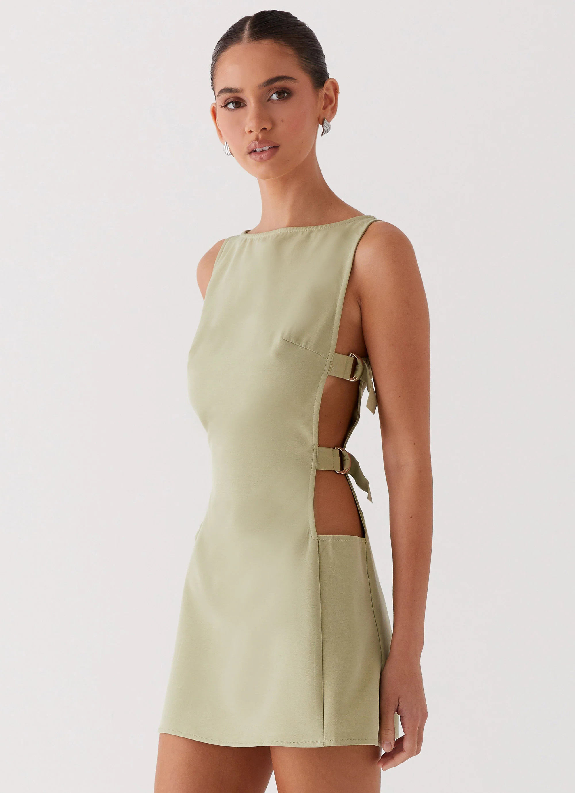 Cherish You Buckle Mini Dress - Olive | Peppermayo (Global)