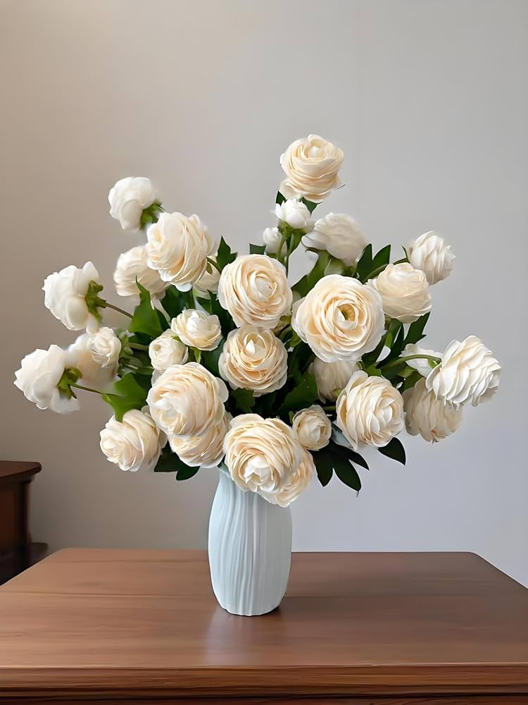 12Pcs Artificial Ranunculus Flowers – 36 Head 16.5" Silk Ranunculus Flowers Bouquets for Home D... | Amazon (US)