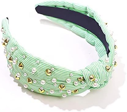 Seersucker Striped Knotted Headband Top Knot Hairband Padded Thick Wide Hair Hoop Summer Spring F... | Amazon (US)