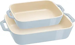 STAUB Stoneware Gratins Ceramic 2-pc Rectangular Baking Dish Set-Macaron Pastel Blue | Amazon (US)