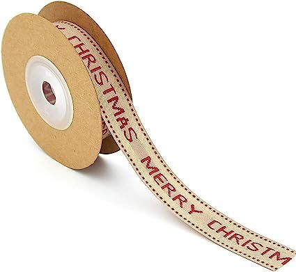 Azude Merry Christmas Ribbon Thin Burlap Curling Gift Ribbon, 15 mm x 15 ft | Amazon (US)