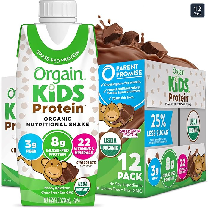 Orgain Organic Kids Nutritional Protein Shake, Chocolate, Healthy Kids Snacks, 8g Dairy Protein, ... | Amazon (US)