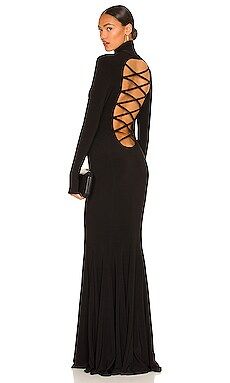 Norma Kamali Long Sleeve Turtle X Mermaid Fishtail Gown in Black from Revolve.com | Revolve Clothing (Global)