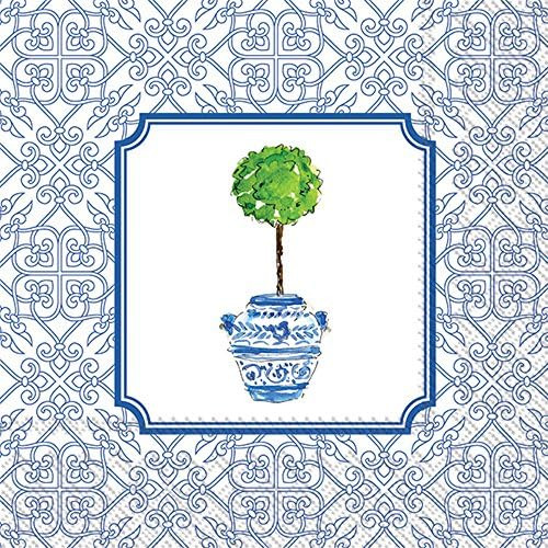 Boston International Cocktail Beverage Paper Napkins, 5 x 5, Blue Topiary | Amazon (US)