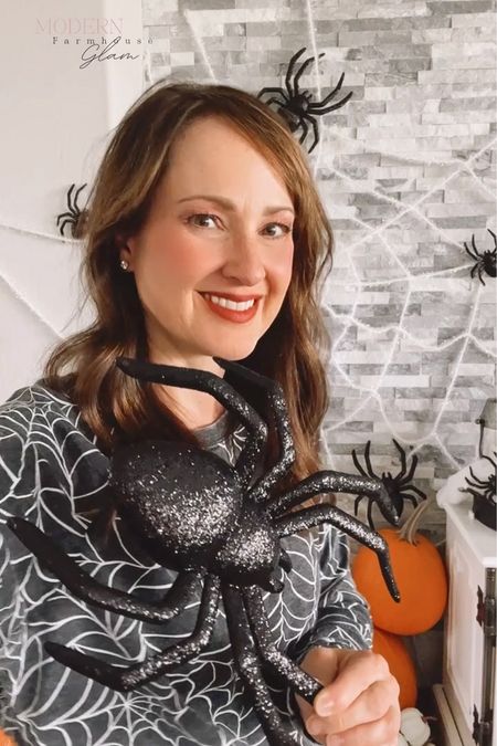 Glitter spiders and web for Halloween at Modern Farmhouse Glam 
Fall Halloween home decor 

#LTKhome #LTKSeasonal #LTKFind