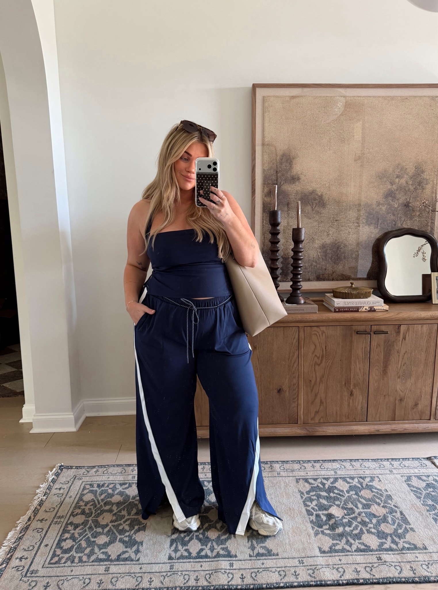 Wearing a size XL in both!! 