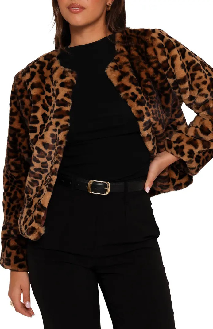Cassia Leopard Print Faux Fur Crop Jacket | Nordstrom