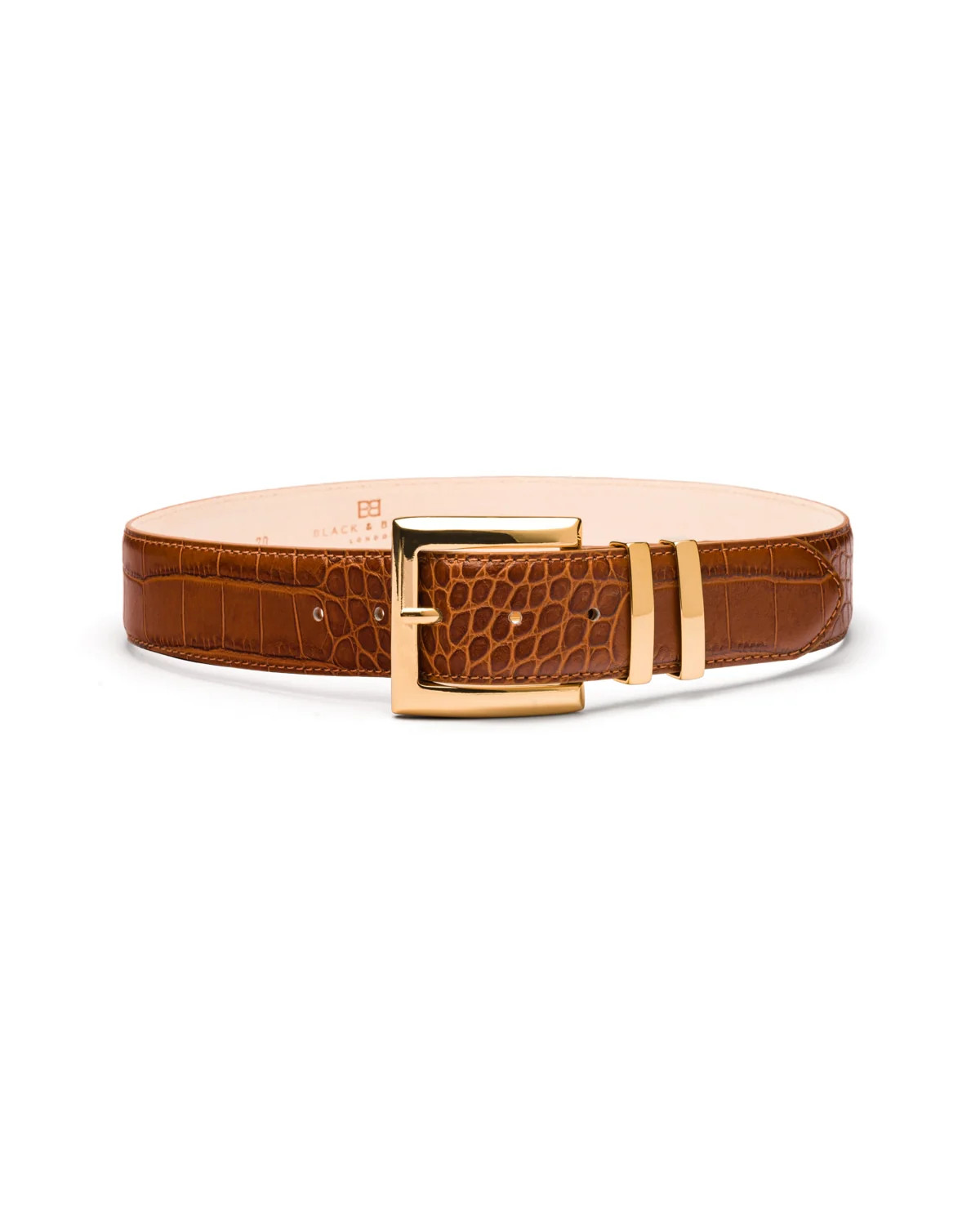 Ida croc print leather belt | Black & Brown London
