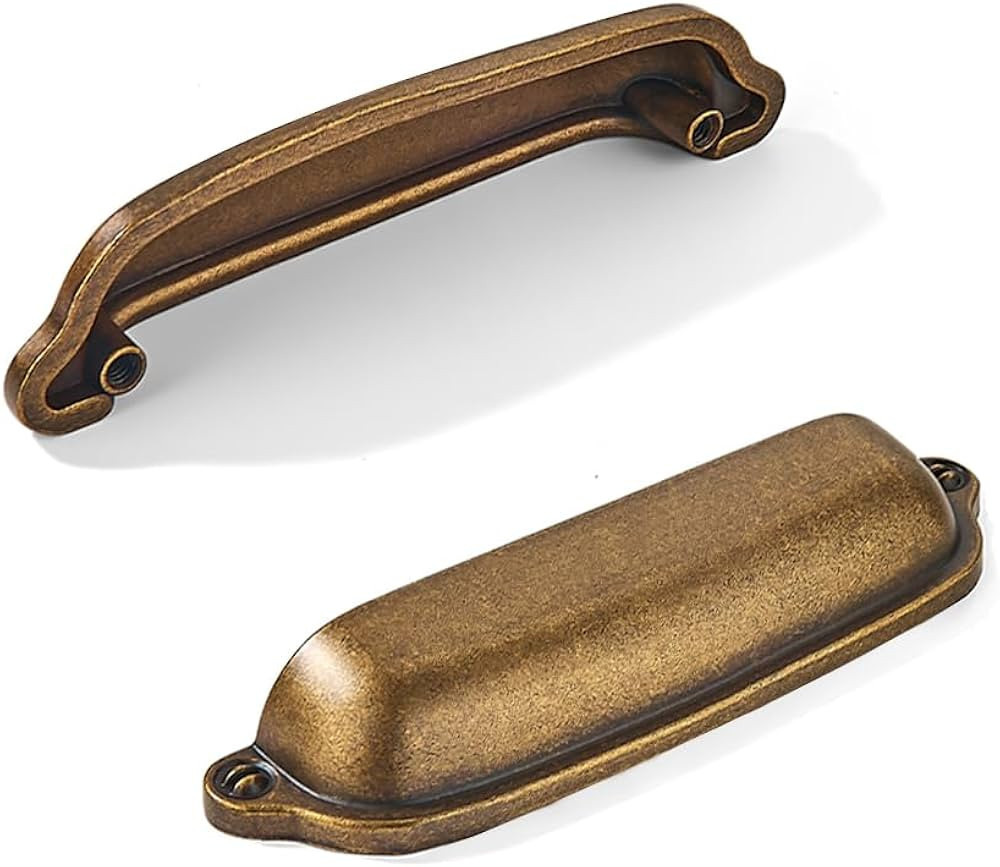 khtumeware 10 Pack Antique Brass Cup Pulls 3 Inch Center to Center - Cabinet & Drawer Handles for... | Amazon (US)
