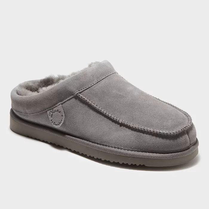 Men's dluxe by dearfoams Lith Genuine Shearling Clog Loafer Slippers | Target