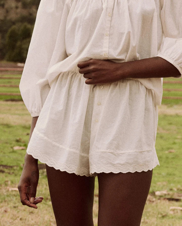 The Eyelet Tap Short. -- True White | THE GREAT.