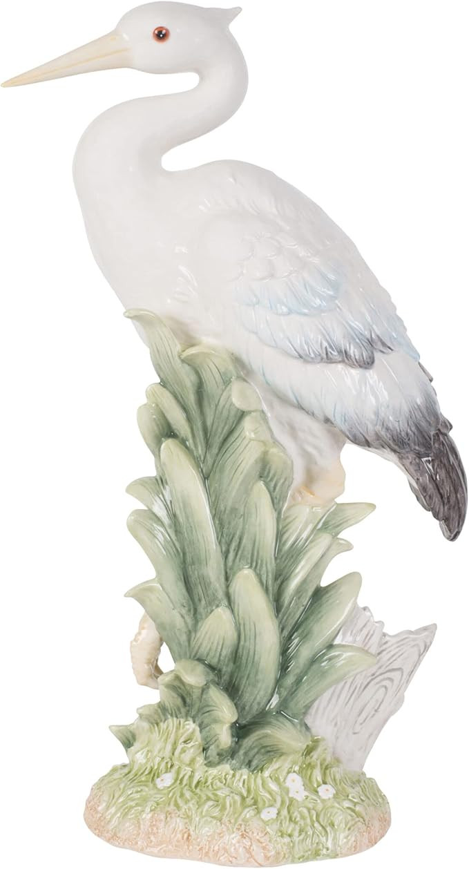 Fitz and Floyd Fitz & Floyd Newport Home Coastal Ceramic Egret Facing Forward Figurine, 16 inches... | Amazon (US)