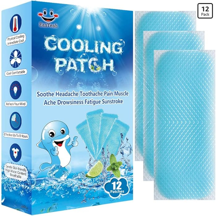 12 hojas de parches refrescantes para el malestar por fiebre y alivio del dolor, reduce la fiebre... | Amazon (US)