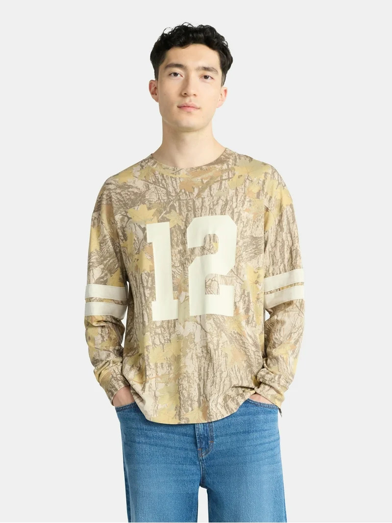 No Boundaries Varsity Tee with Long Sleeves, Men's & Big Men's - Walmart.com | Walmart (US)