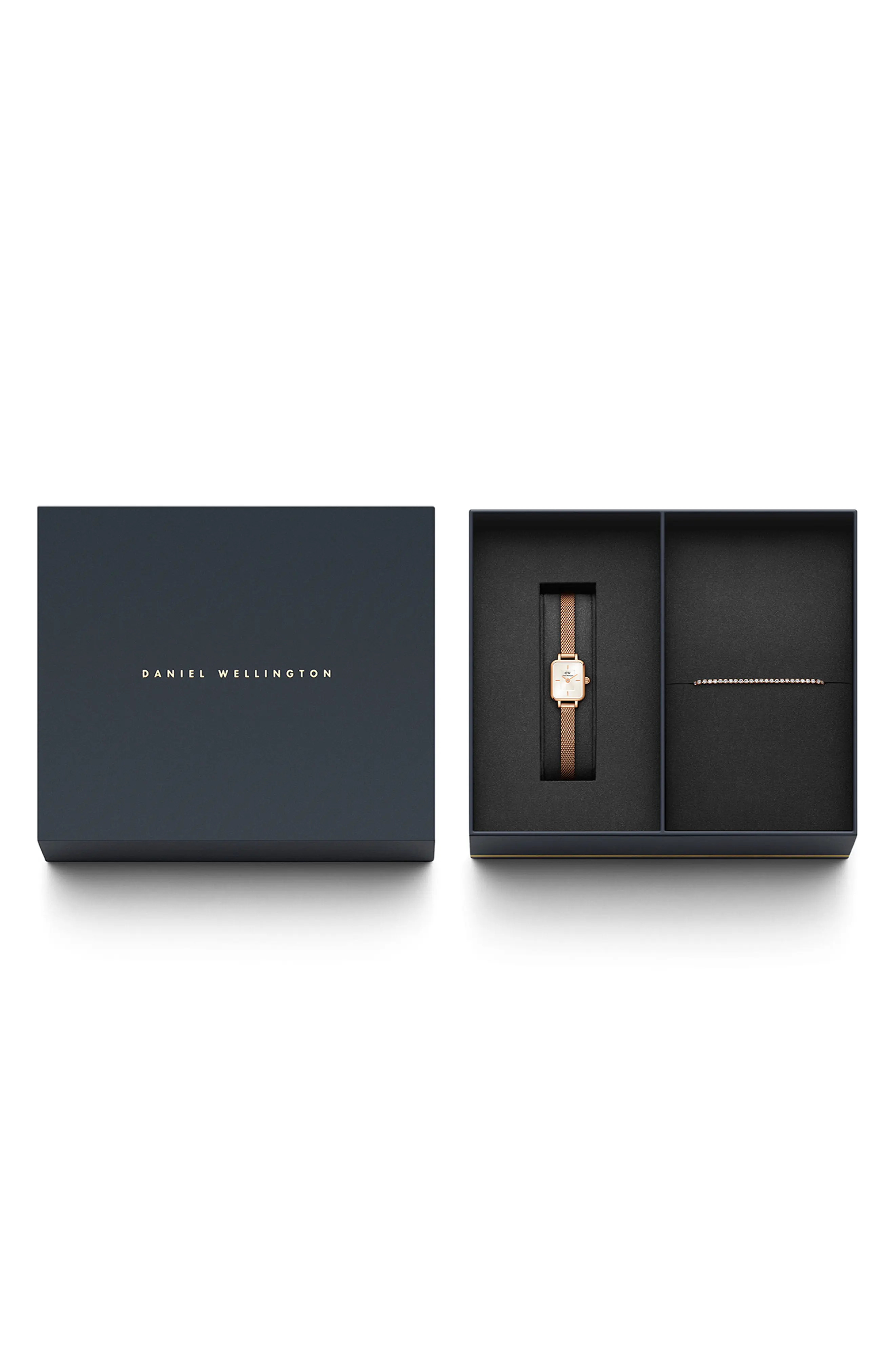 Mini Quadro Champagne Dial Bracelet Watch & Tennis Bracelet Set, 15.4mm (Women) | Nordstrom | Nordstrom