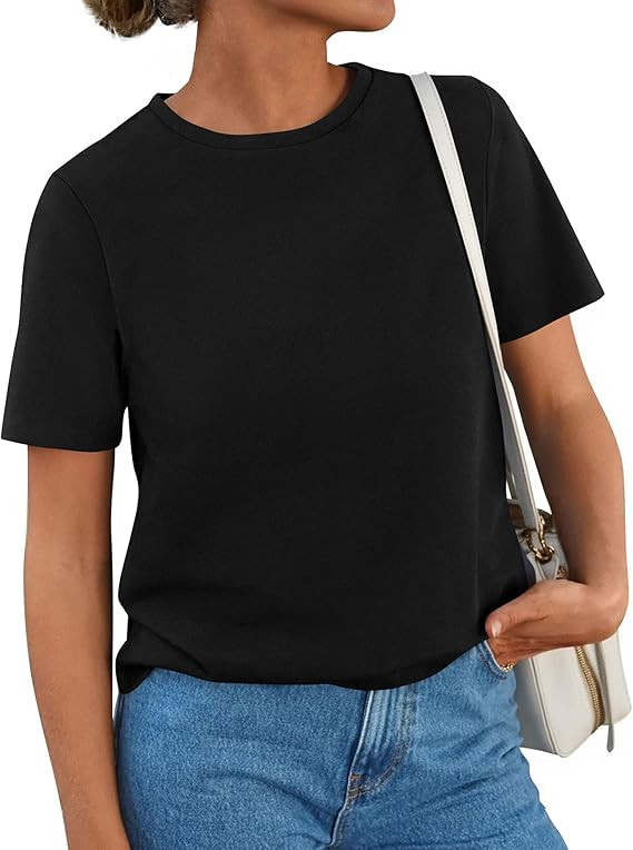 Womens Short Sleeve Tops Summer 2026 Casual Crewneck Cotton Basic Tee Shirts Fashion Clothing Spr... | Amazon (US)