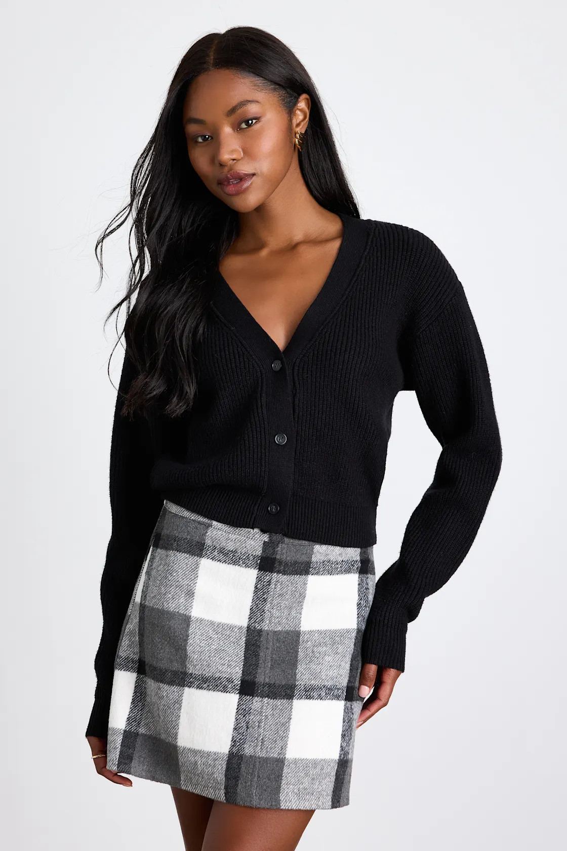 Mad For Plaid White and Grey Plaid Mini Skirt | Lulus