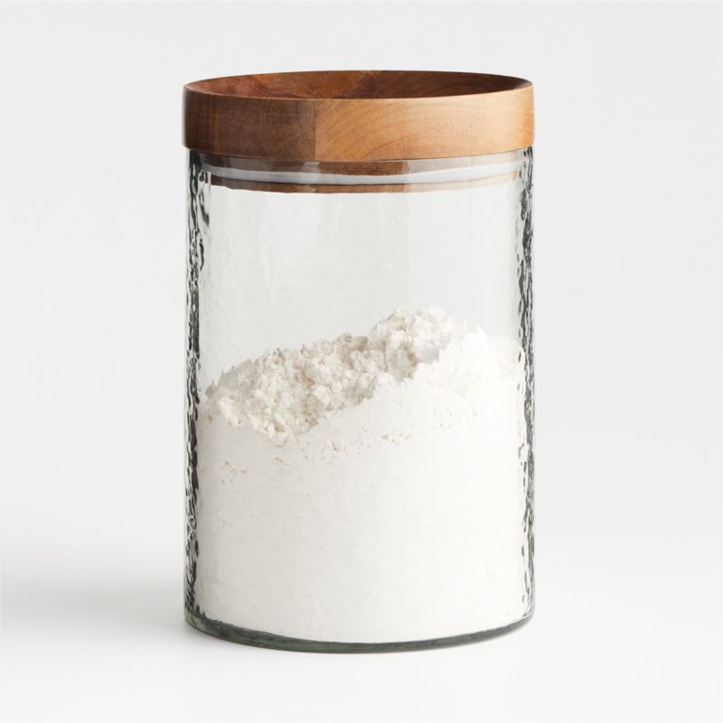 Cooper 5 Lb Extra-Large Glass Canister with Wood Lid + Reviews | Crate & Barrel | Crate & Barrel