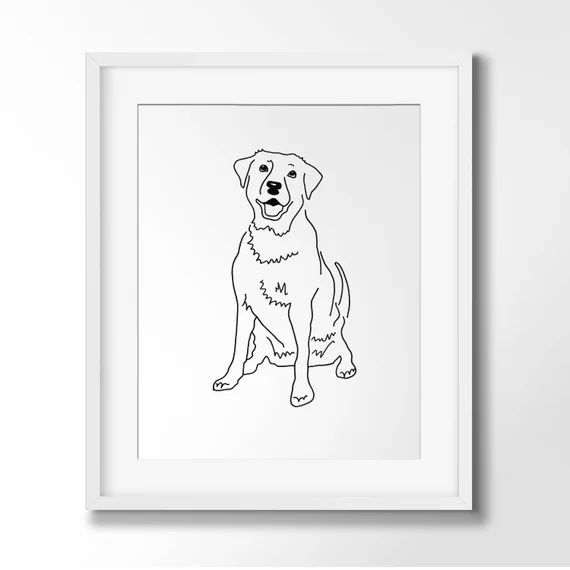 Labrador Line art for Dog Lovers - Minimalist Wall Art Drawing - Dogs & Pets | Etsy (US)