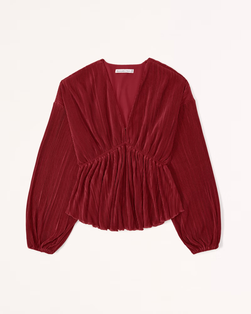 Women's Long-Sleeve Easy Waist Satin Top | Women's Tops | Abercrombie.com | Abercrombie & Fitch (US)