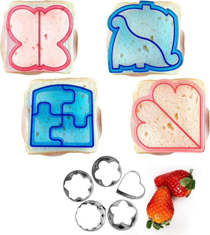 StarPack 4pcs Sandwich Set - Cutter for Kids with 5 Shapes; Bread, Fruits and Cookies | Amazon (US)