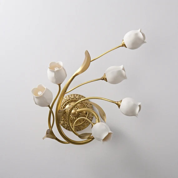 Antique French Brass Wall Sconce Light With White Ceramic | Etsy | Etsy (US)