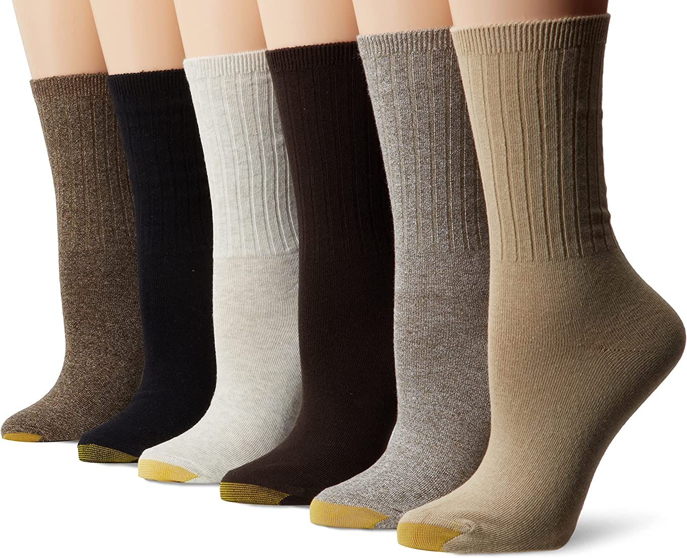 Gold Toe Women's Casual Texture Crew Socks, 6-Pairs | Amazon (US)