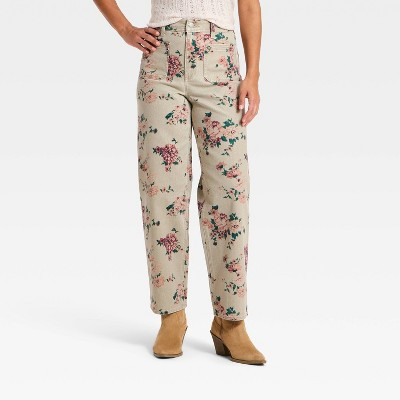 Women's Highest-Rise Floral Sailor Straight Jeans - Universal Thread™ Khaki 2 | Target
