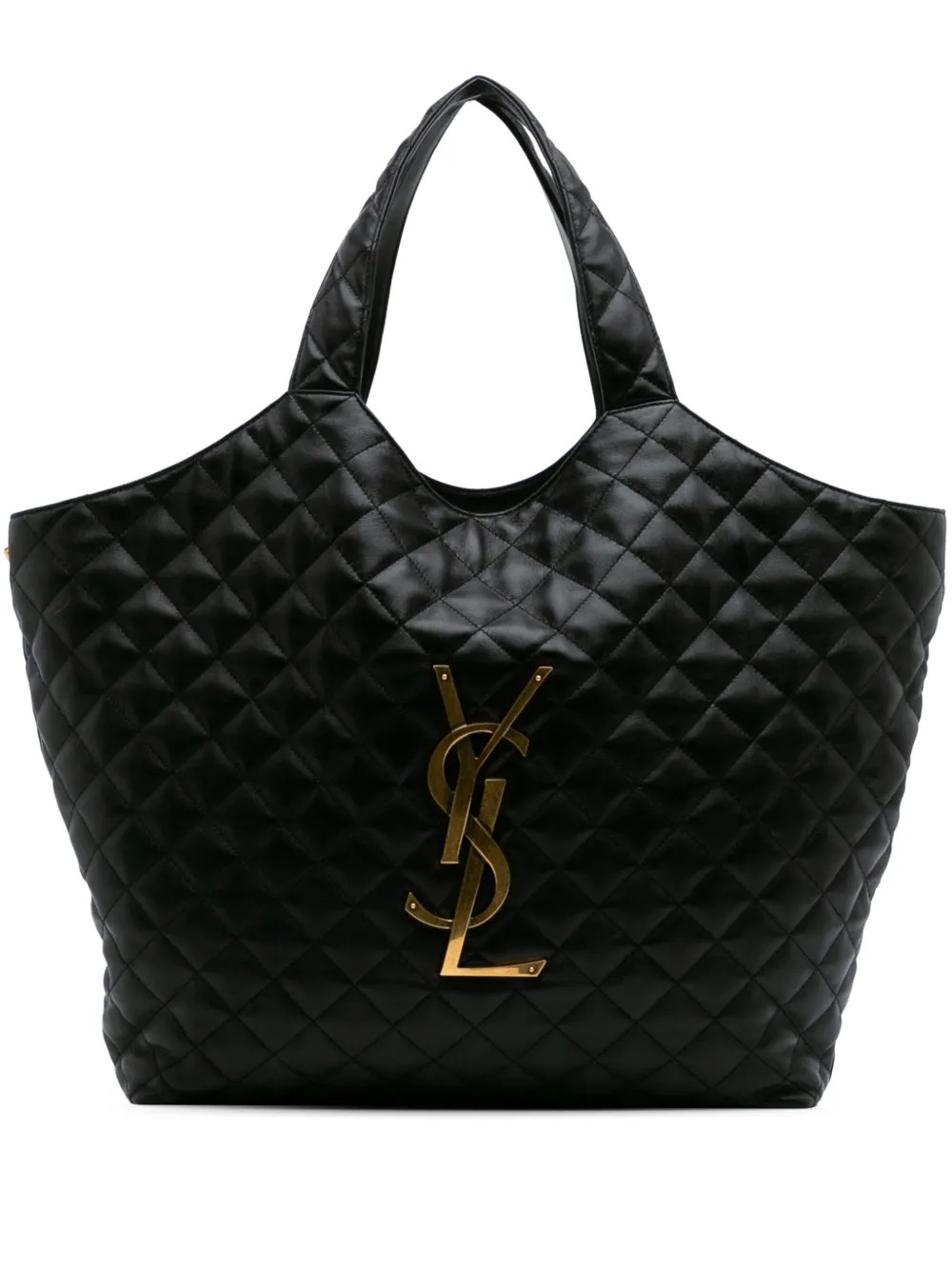 Saint Laurent Pre-Owned 2023 Maxi Quilted Lambskin Icare Shopping tote bag - Black | Farfetch Global