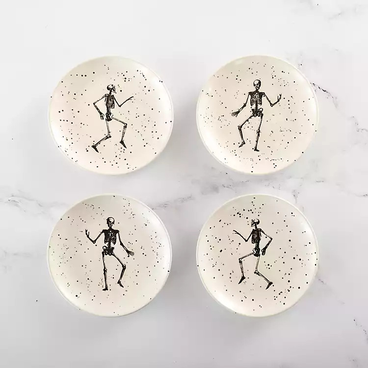 Skeleton Friends Appetizer Plates, Set of 4 | Kirkland's Home