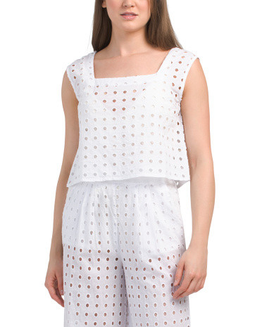 Cotton Eyelet Cover-up Tank Top | TJ Maxx