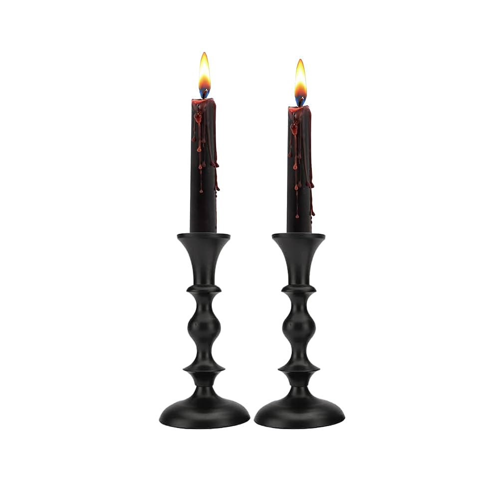 Rely+ Black Candle Holders Set of 2 Decorative Centerpiece Table Candlesticks Holders for Taper C... | Amazon (US)