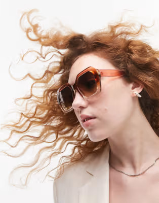 Topshop curved square sunglasses in pink | ASOS (Global)