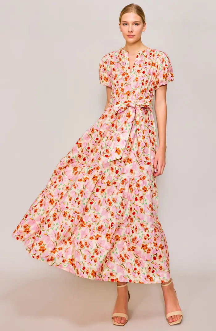 Floral Puff Sleeve Tiered Maxi Dress | Nordstrom Rack