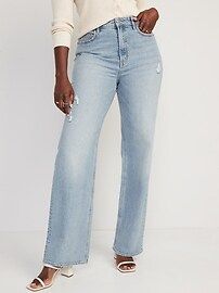 Extra High-Waisted Ripped Wide-Leg Jeans for Women | Old Navy (US)