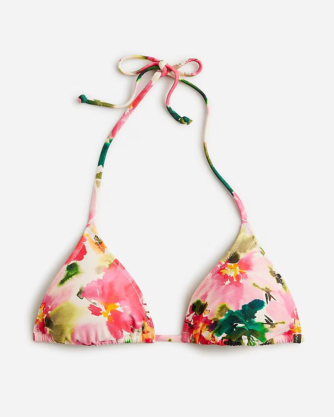 String bikini top in floral | Pink floral bikini top | Pink floral swimsuit | Floral bathing suit | J.Crew US