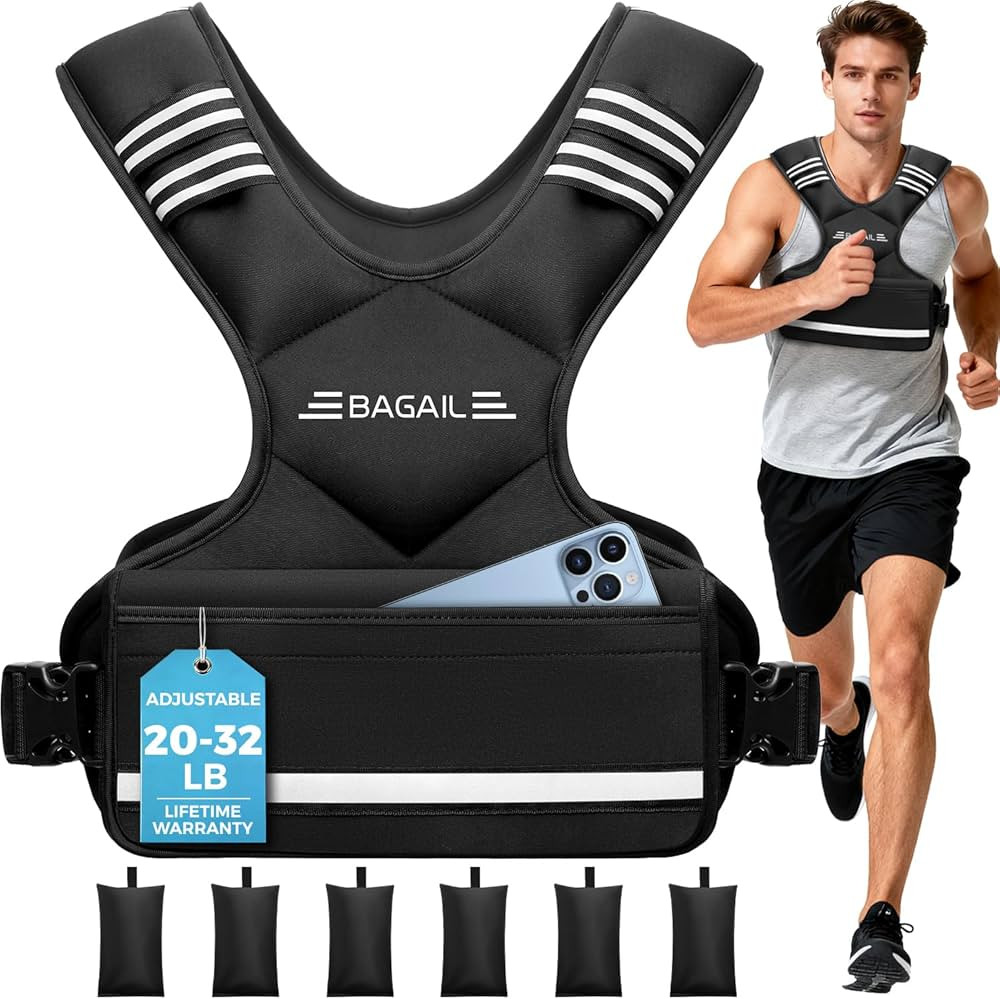 BAGAIL Adjustable Weighted Vest for Women & Men, 4-10lb/12-18lb/20-32lb Weight Vest for Home Work... | Amazon (US)