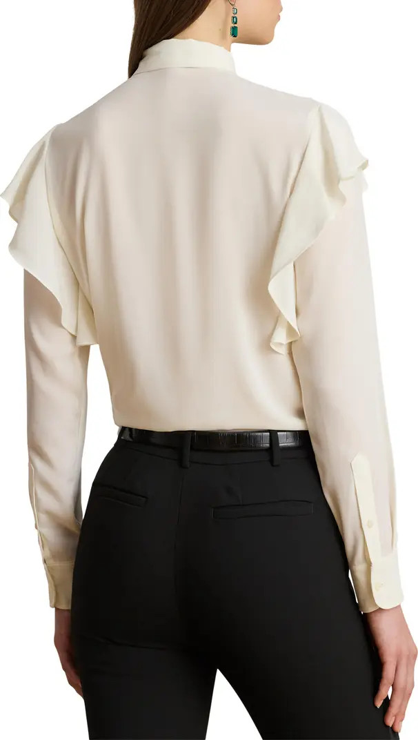 Lauren Ralph Lauren Tie Neck Ruffle Top | Nordstrom | Nordstrom