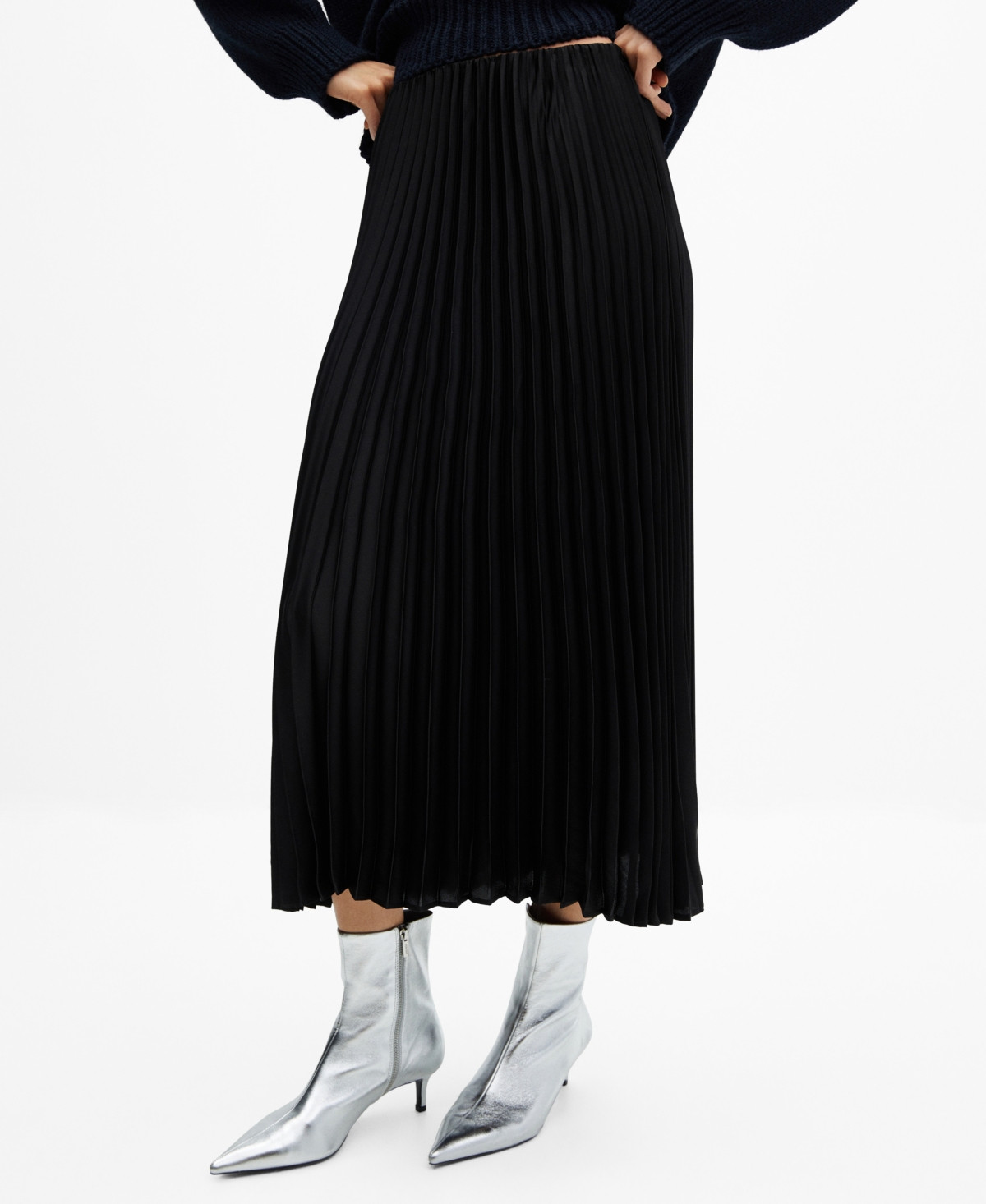 Mango Women's Pleated Midi Skirt - Black | Macy's