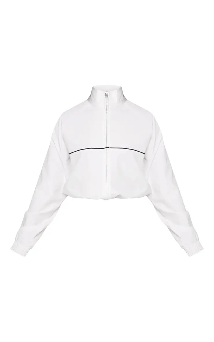 White Shell Contrast Piping Bomber Jacket | PrettyLittleThing UK