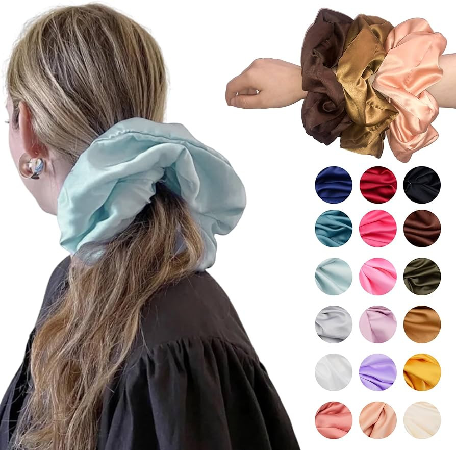 Oversized Satin Scrunchies for Women - 18 Colors XXXL Large Jumbo Satin Hair Scrunchies for Girls... | Amazon (US)